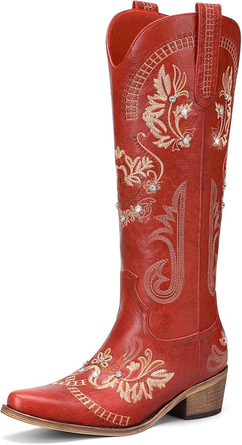 Lumeheel Cowboy Boots for Women - Knee High Western Cowgirl Boots, Sparkly Rhinestone Retro Count... | Amazon (US)