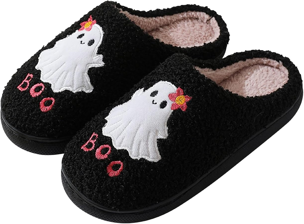 Generisch Halloween Geister Hausschuhe F\u00fcr Damen, Weicher Pl\u00fcsch Hausschuhe, Winter War... | Amazon (DE)
