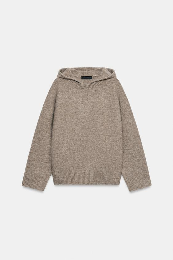 OVERSIZE KNIT HOODIE JUMPER | Zara UK