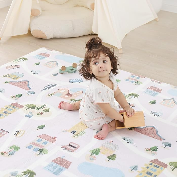 1.3" Thick Educational Baby Floor Play Mat 59x 71, Basic Padded Memory Foam Mat, Non-Slip Plush P... | Amazon (US)