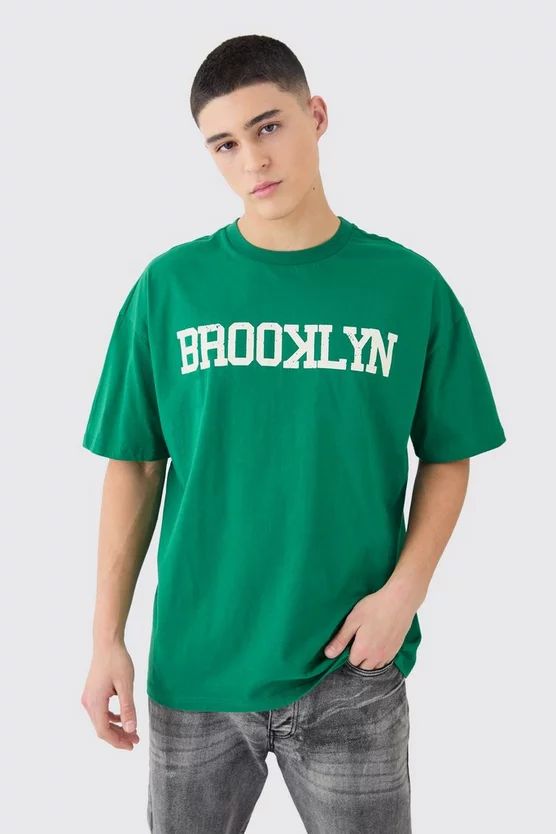 Oversized Brooklyn Varsity T-shirt | boohooMAN (US & Canada)