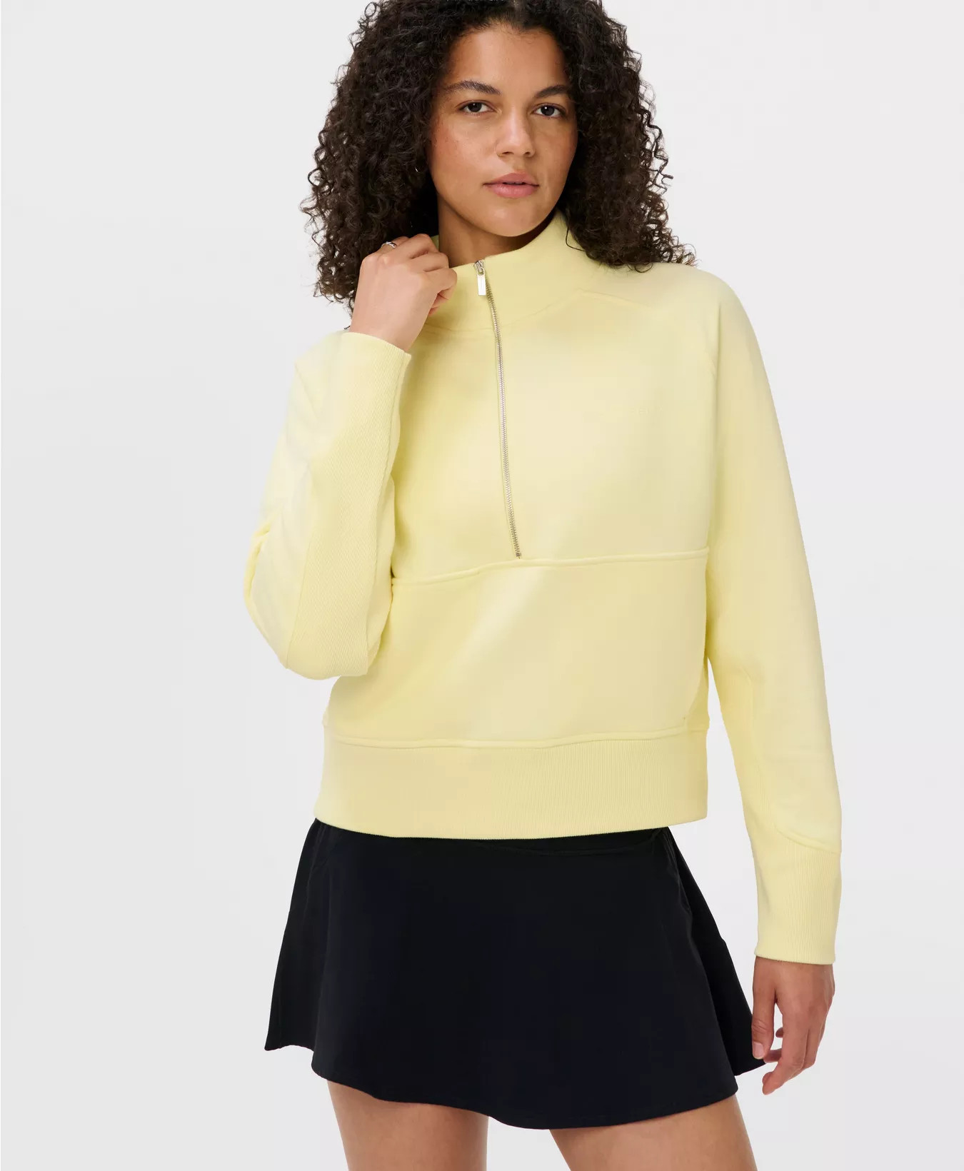 Revive Rib Mix Half Zip Sweatshirt - Chalk Yellow | Women's Jumpers + Hoodies | Sweaty Betty | Sweaty Betty UK