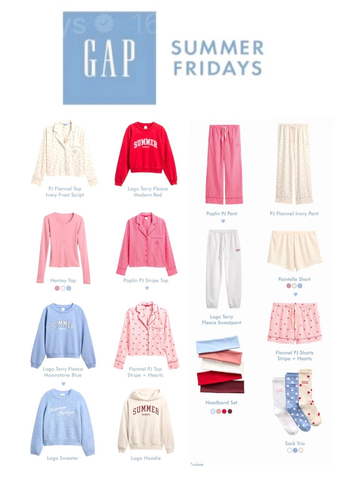 Summer Fridays x Gap Just Dropped! 🩵🩷❤️
… the pink / red sweatshirt and jammies are the cutest IMO! (And the socks!)

#LTKHoliday #LTKGiftGuide #LTKSeasonal