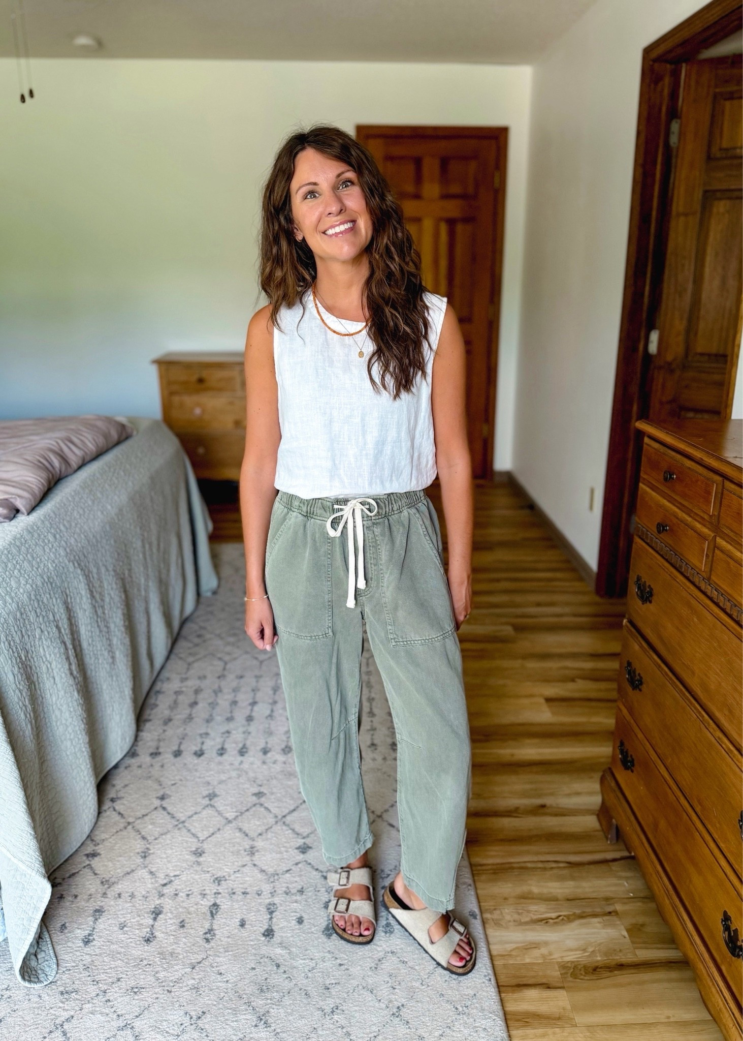 Xs in my linen tank (also linked the cropped version) and XS short/petite in my pants. My sandals are size 36. My orange beaded necklace is Sela Designs, but I linked similar.

#LTKPetite #LTKgrwm #LTKootd