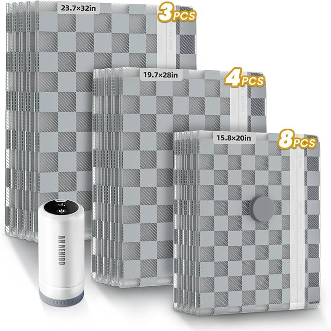 Vacuum Bags for Travel with Rechargeable Digital Display air Pump,15 PCS Combo Travel Size Vacuum... | Amazon (US)