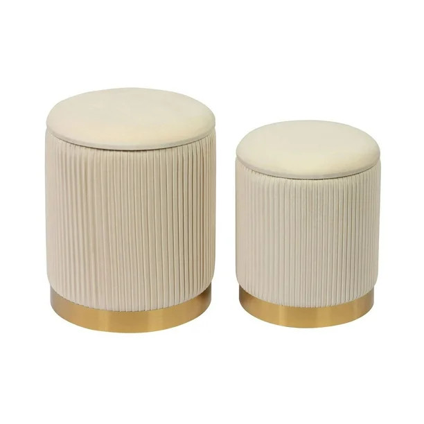 TOV Furniture Channeled Velvet Storage Ottomans - Set of 2 by TOV Furniture - Walmart.com | Walmart (US)