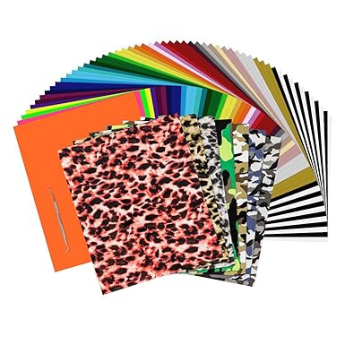 JANDJPACKAGING HTV Heat Transfer Vinyl Bundle - 65 Pack Iron on Vinyl Bundle 12" x 10" 41 Assorte... | Amazon (US)
