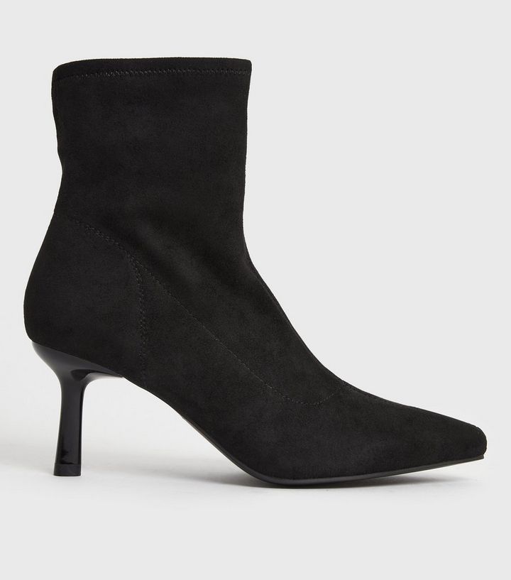 Black Suedette Stiletto Heel Sock Boots | New Look | New Look (UK)