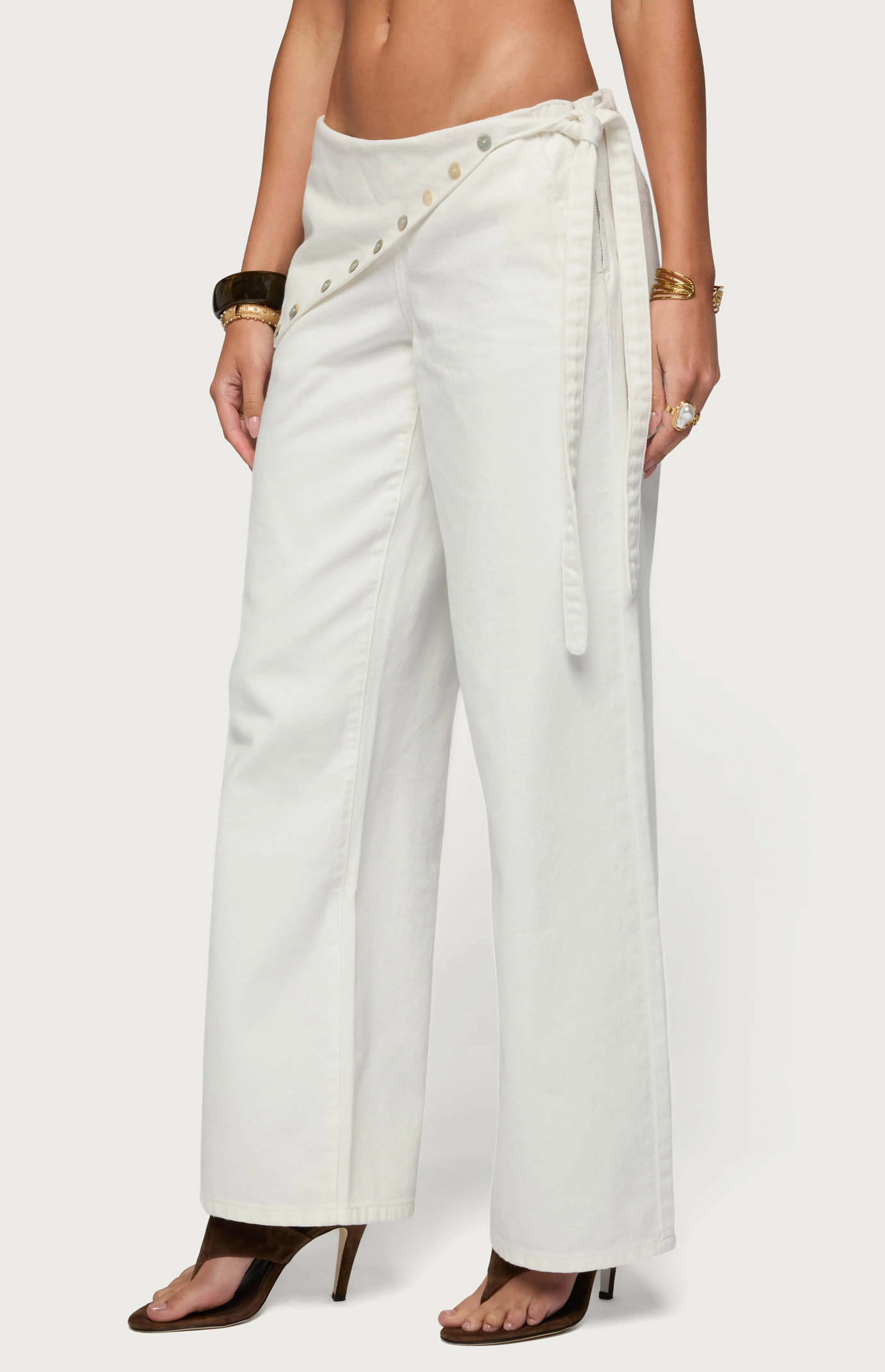 Edikted Button Foldover Low Rise Baggy Jeans | PacSun