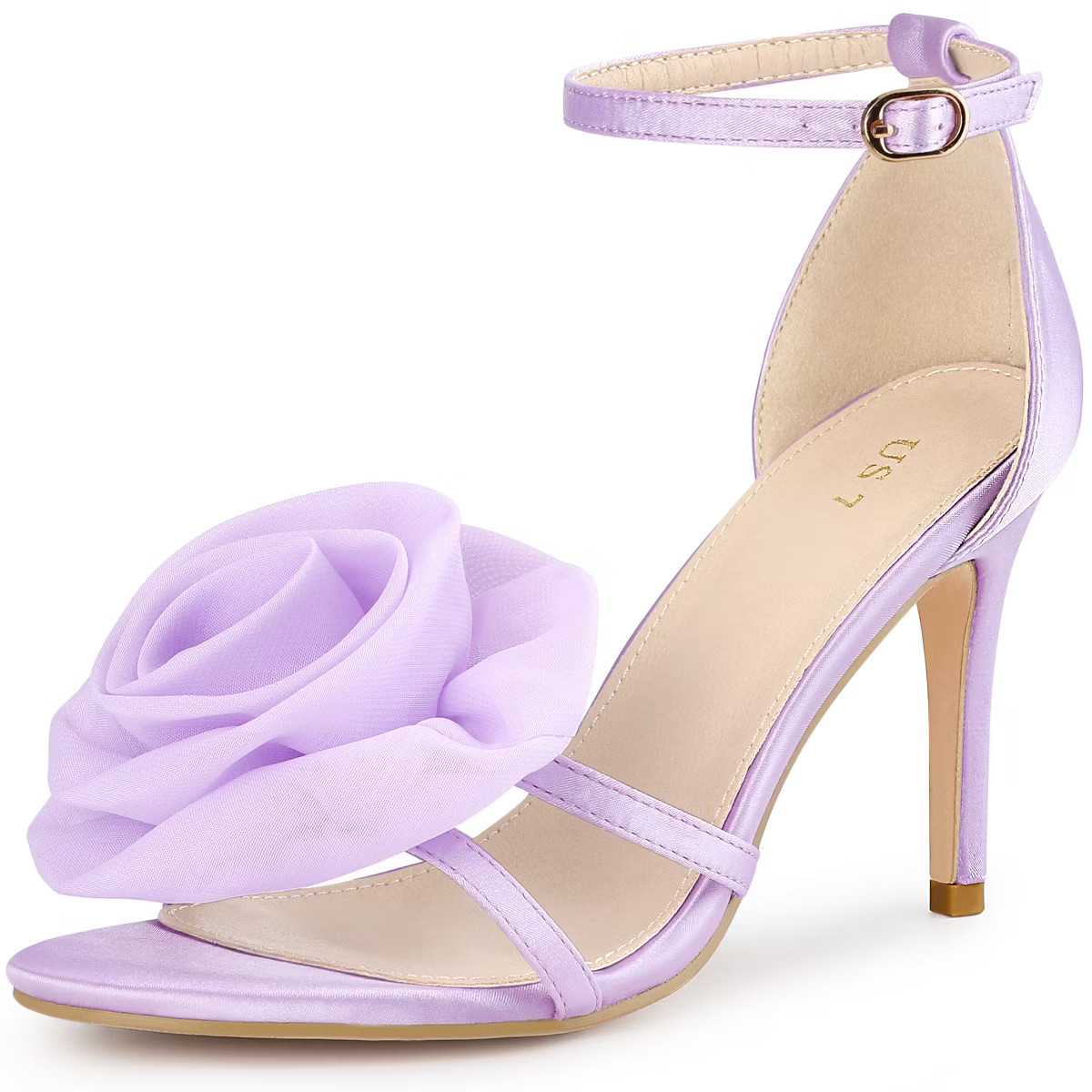 BLISSFUL STEP Women's Ankle Strap Open Toe Flower Heeled Sandals | Target