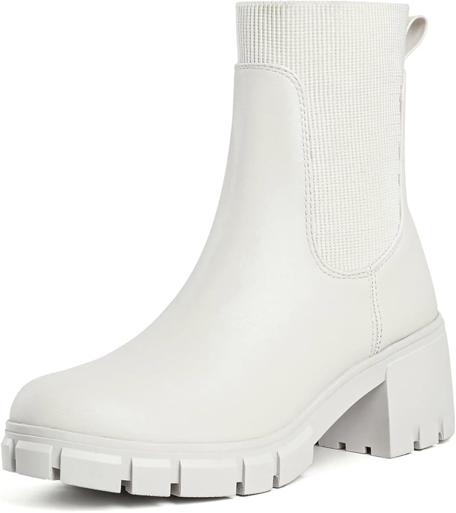 GOUPSKY Womens Ankle Boots Lug Sole Comfortable Slip On Chelsea Booties Elastic Gore | Amazon (US)