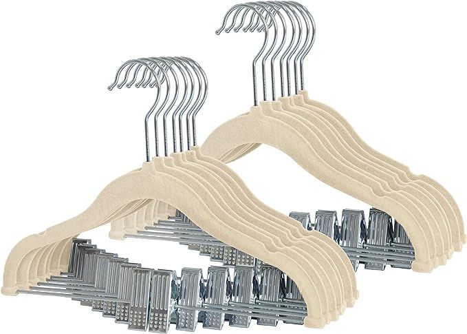 Finnhomy Non-Slip Clothes Hangers for Baby and Kids 20-Pack Velvet Hangers with Movable Clips, He... | Amazon (US)
