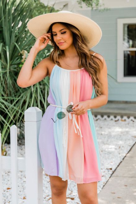 My Lucky Charm Rainbow Striped Dress | The Pink Lily Boutique