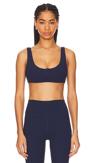 WeWoreWhat Snap Front Sports Bra in Navy. - size S | Revolve Clothing (Global)