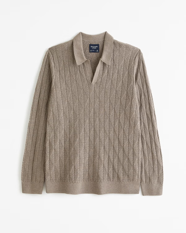 Long-Sleeve Johnny Collar Sweater Polo | Abercrombie & Fitch (US)