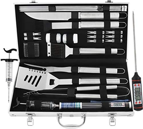 grilljoy 24PCS BBQ Grill Tools Set with Meat Thermometer and Injector - Extra Thick Stainless Steel  | Amazon (US)