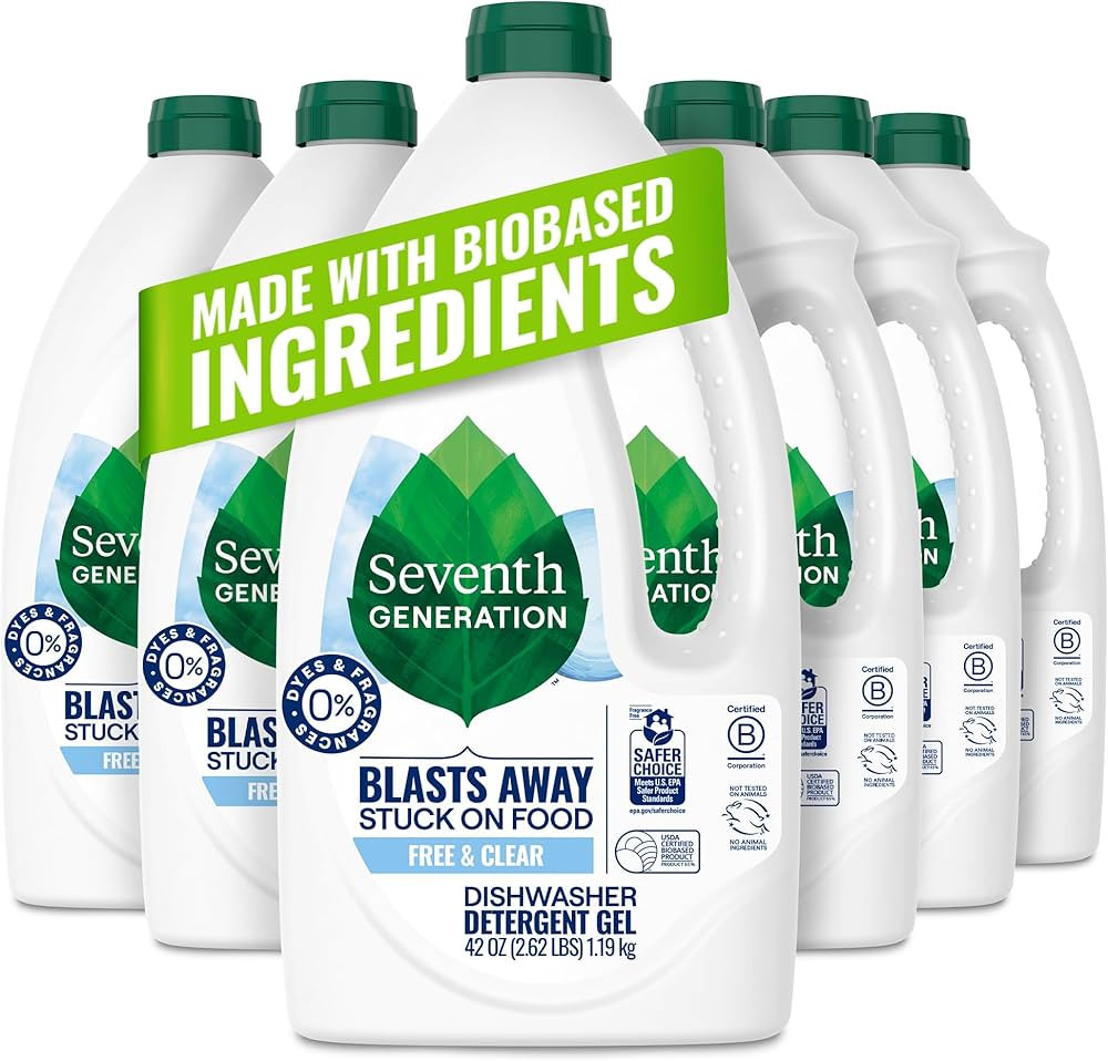 Seventh Generation Dishwasher Detergent Gel Free & Clear Dish Detergent Liquid Soap 42 Oz Pack Of... | Amazon (US)