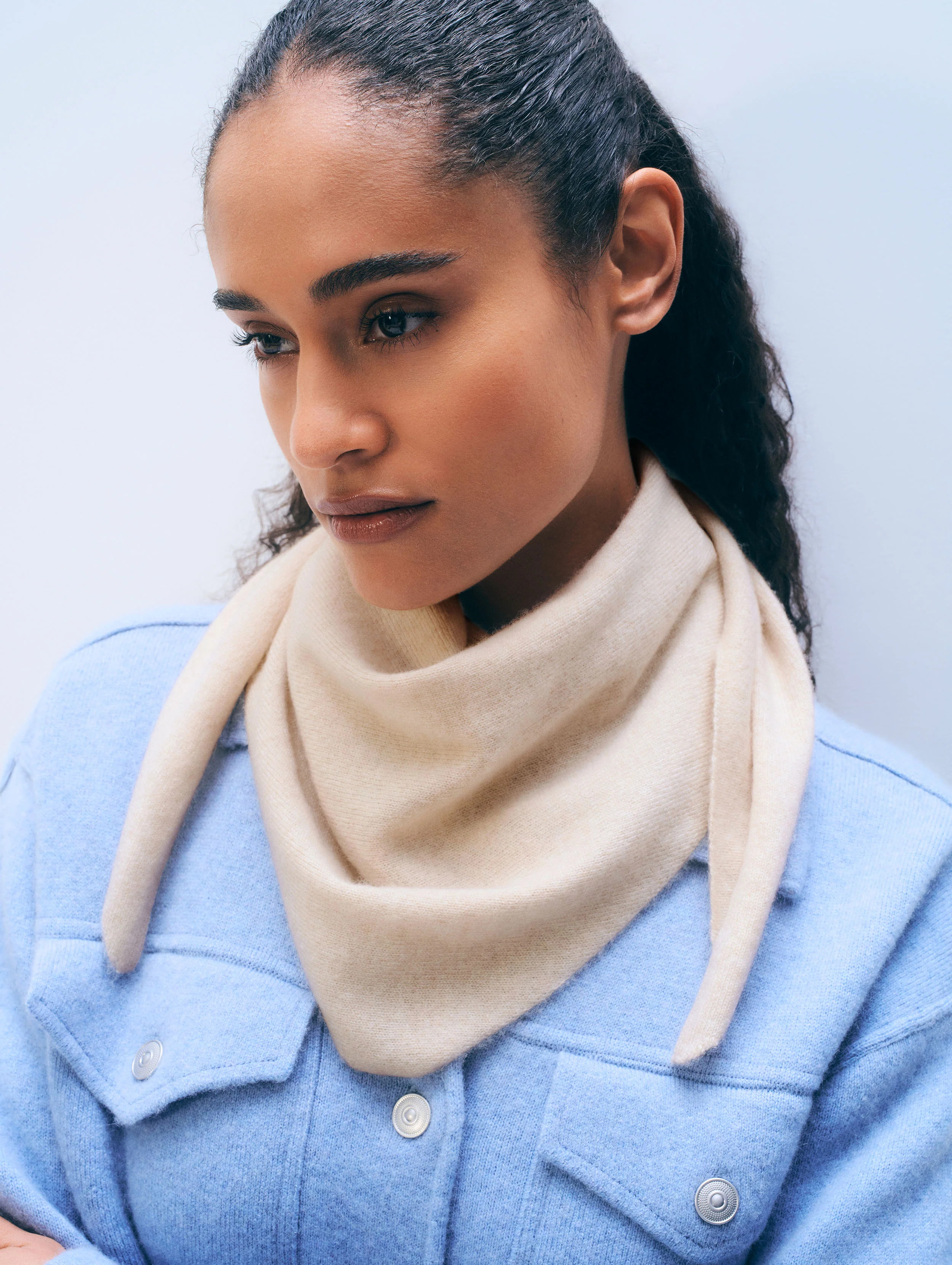 Cashmere Neckerchief | Natural Heather | White and Warren