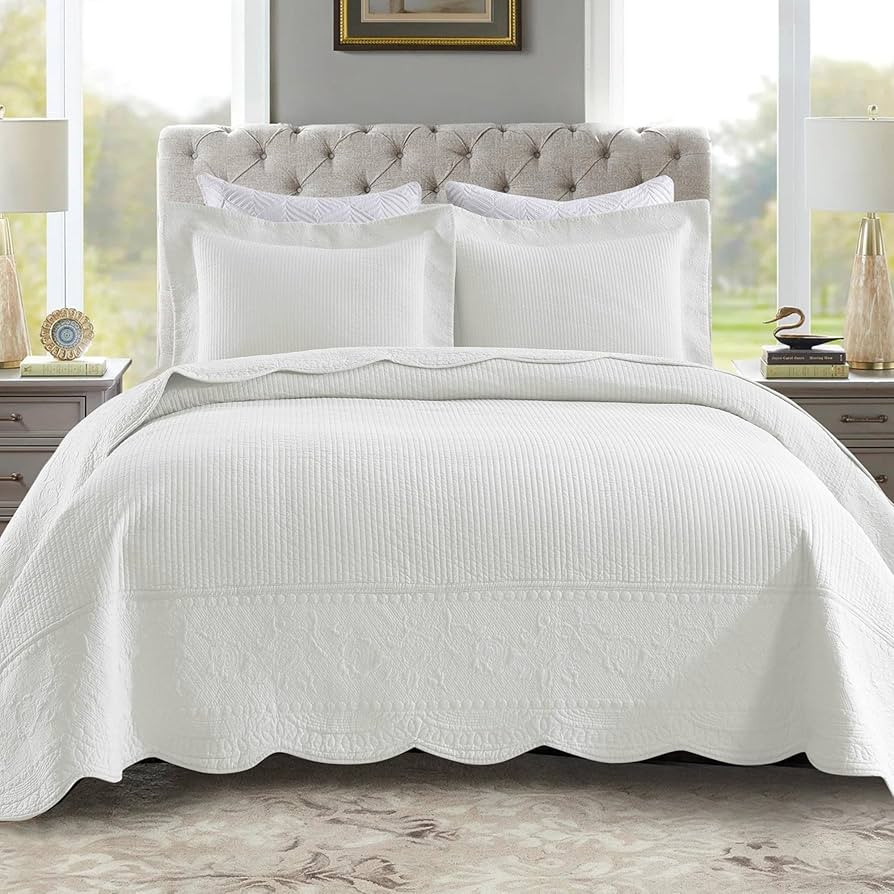 MarCielo 3-Piece 100% Cotton Oversized Bedspread Lightweight Quilt Coverlet Embroidery Farmhouse ... | Amazon (US)