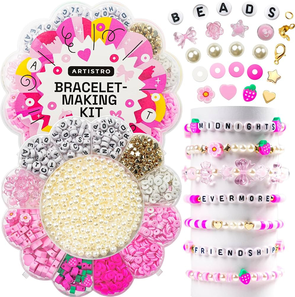 ARTISTRO Bracelet Making Kit - Friendship Bracelet Kit for Jewelry Making with Pearl Beads, Clay ... | Amazon (US)