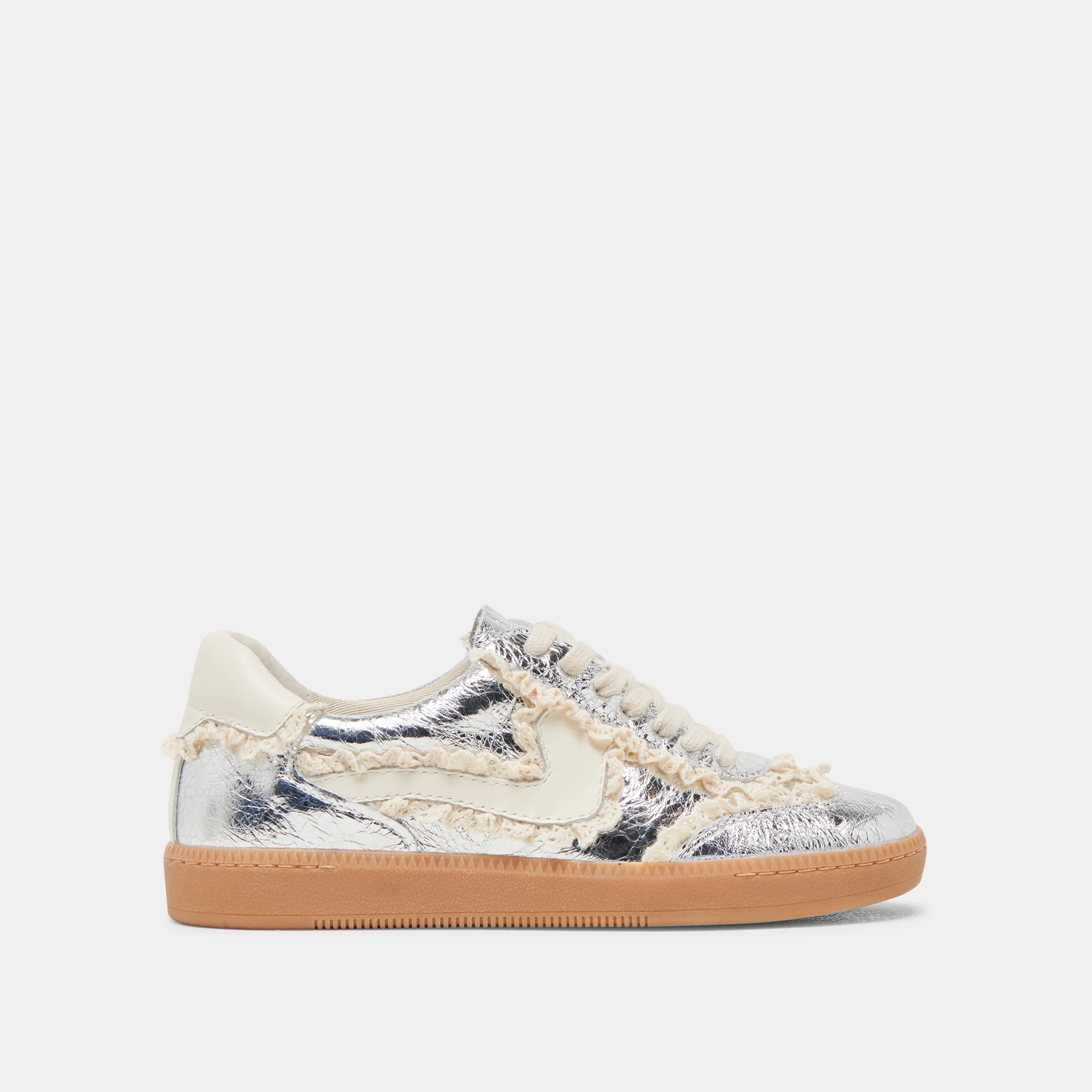 NOTICE LACE SNEAKERS SILVER DISTRESSED LEATHER | DolceVita.com