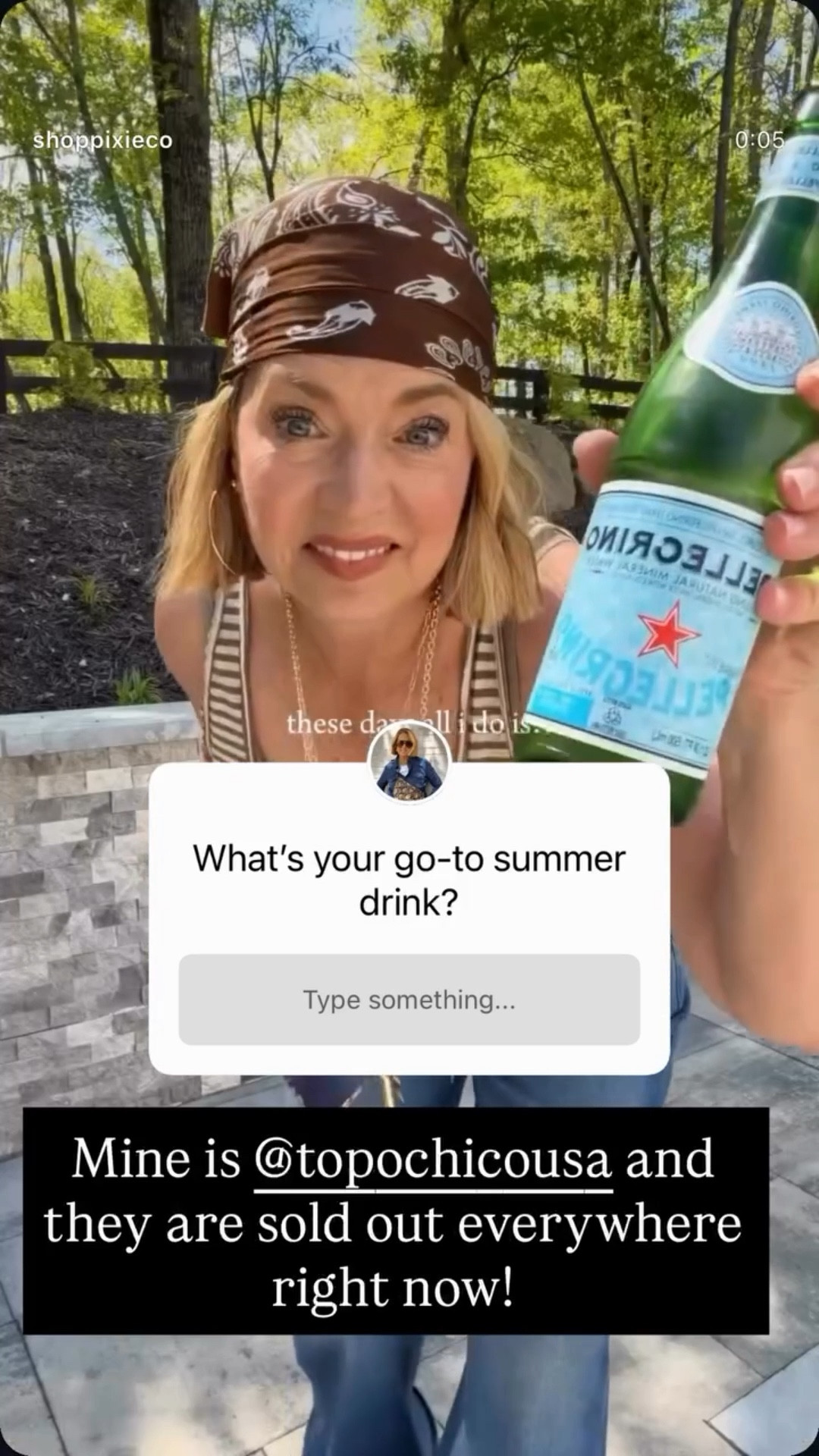 Mine is @topochicousa and they are sold out everywhere right now!