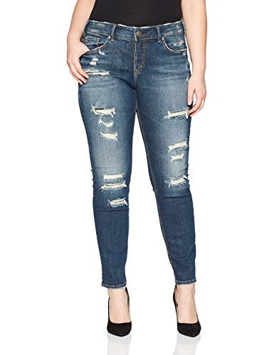 Silver Jeans Co. Women's Plus Size Suki Curvy Fit Mid Rise Skinny Jeans | Amazon (US)
