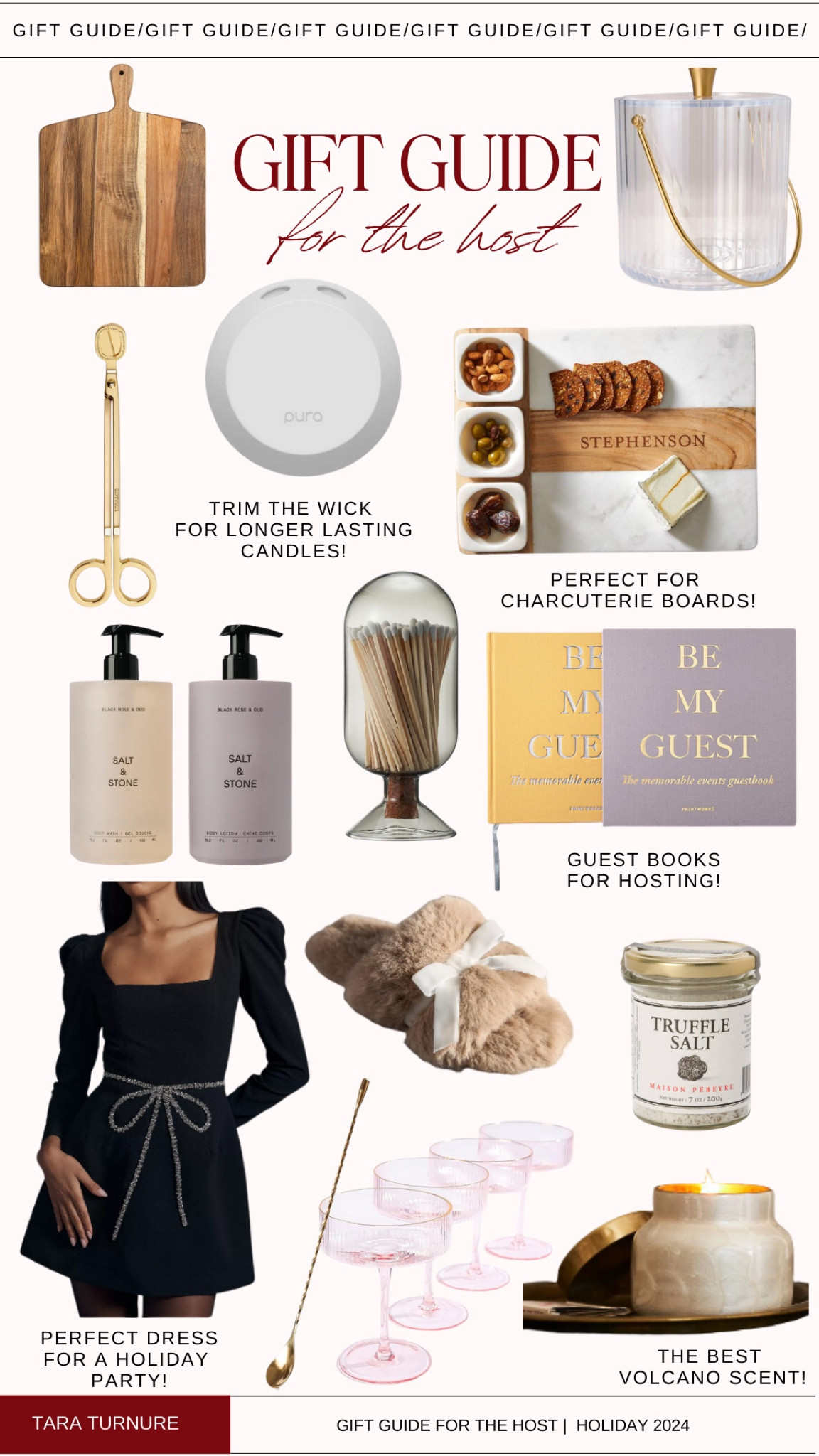 Gift guide. Gift idea. Holiday. Christmas. Trending. Best sellers. Viral. Slippers. Truffle salt. Holiday dress. For the host. Hostess. Pura. Capri blue candle. Serving board. Body duo. Slippers. Wick trimmer. Match cloche. Guest book  

#LTKHoliday #LTKSeasonal #LTKGiftGuide