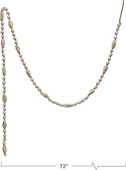 Creative Co-Op 72" L Paulownia Bead, Natural Wood Garlands, Multi | Amazon (US)