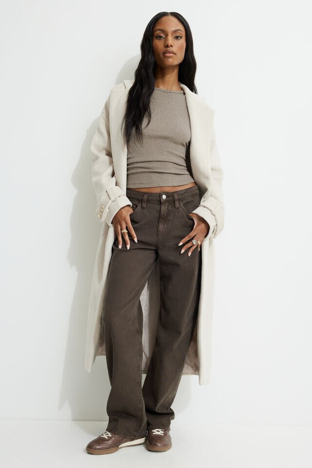 Olive Ribbed Hip T Shirt | Dynamite Clothing