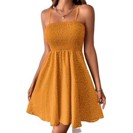 Boho Women s Polka Dot Cami Short Dress XS(2) | Walmart (US)