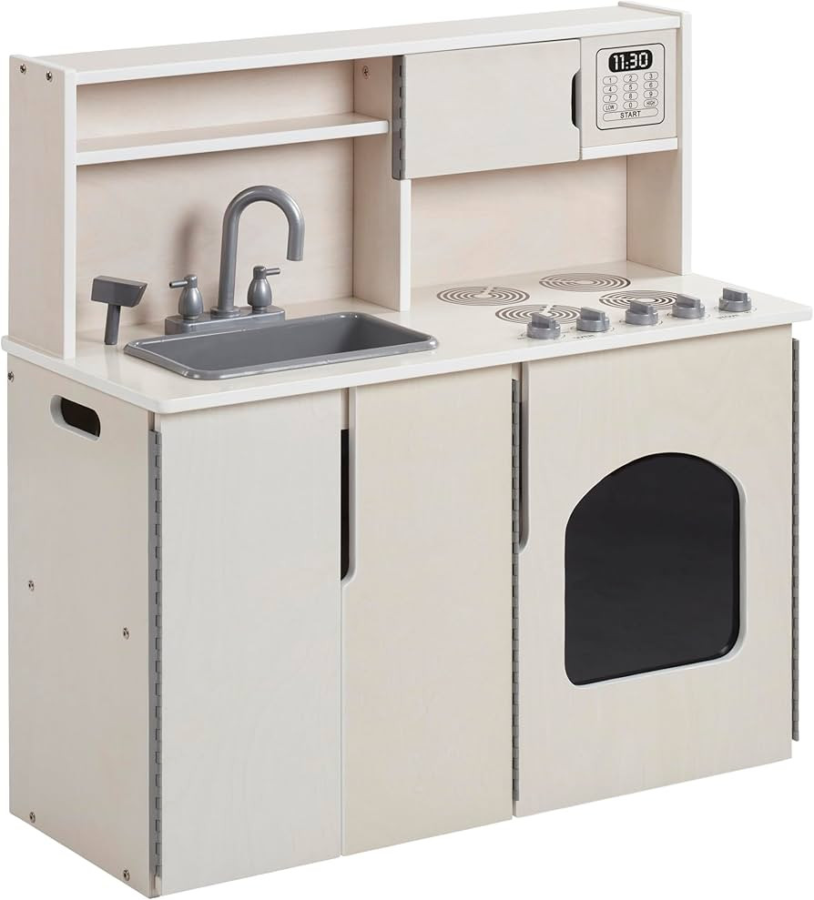 ECR4Kids 4-in-1 Kitchen, Sink, Stove, Oven, Microwave and Storage, Play Kitchen, White Wash | Amazon (US)