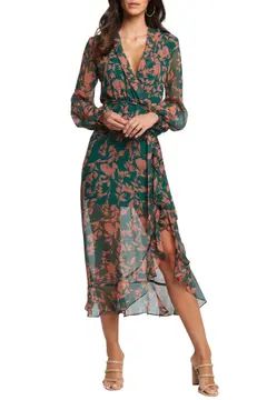 Justine Long Sleeve Floral Chiffon Dress | Nordstrom