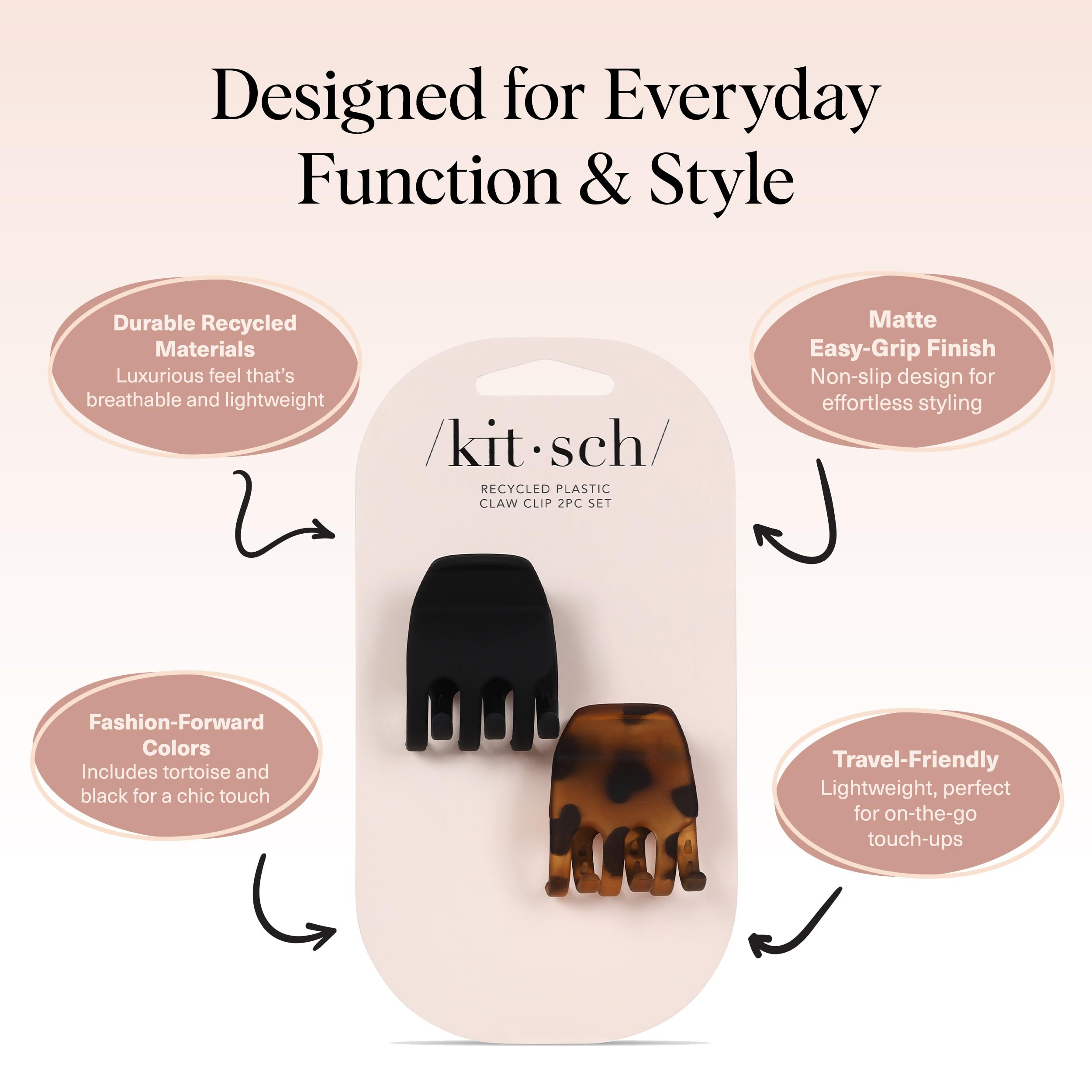Kitsch Eco-Friendly Medium Claw Clips - Cute & Stylish Short Hair Accessories for Women, Girls | ... | Amazon (US)