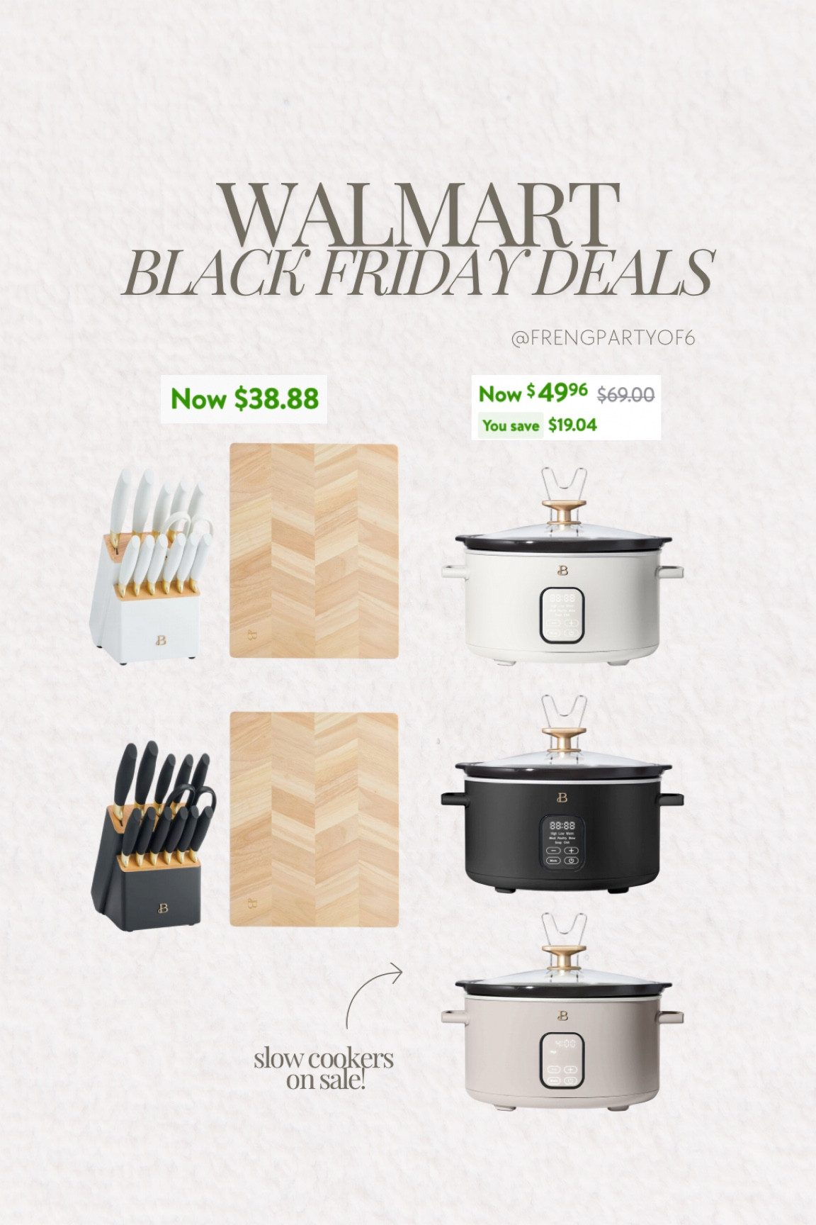 Walmart Black Friday deals! Save on this 14 piece knife block set with wood cutting board! Save on programmable slow cookers!

#LTKFindsUnder50 #LTKSaleAlert #LTKHome