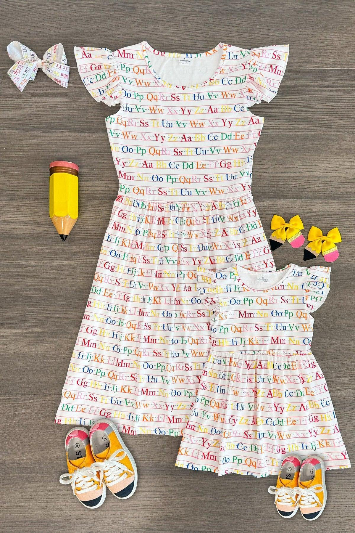 Mom & Me - White Alphabet Dress | Sparkle In Pink