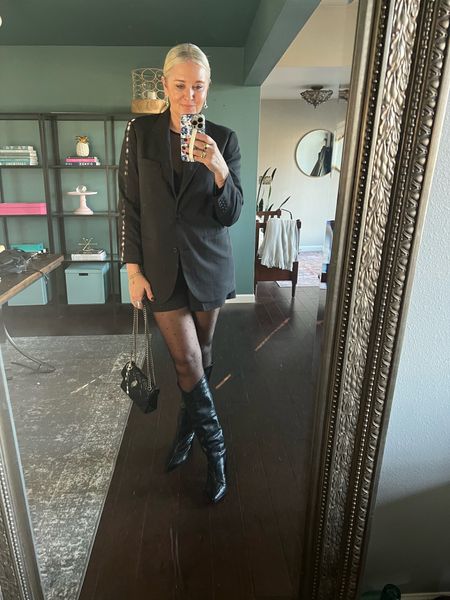 What I wore to my first couture fashion show! 

Blazer size 6
Shorts size 8 size up!! 
Top size Small

Fall style, date Night, party outfit, fall trends, menswear inspired, mirror selfie, talk black boots, short suit, chic look

#LTKSeasonal #LTKstyletip #LTKover40