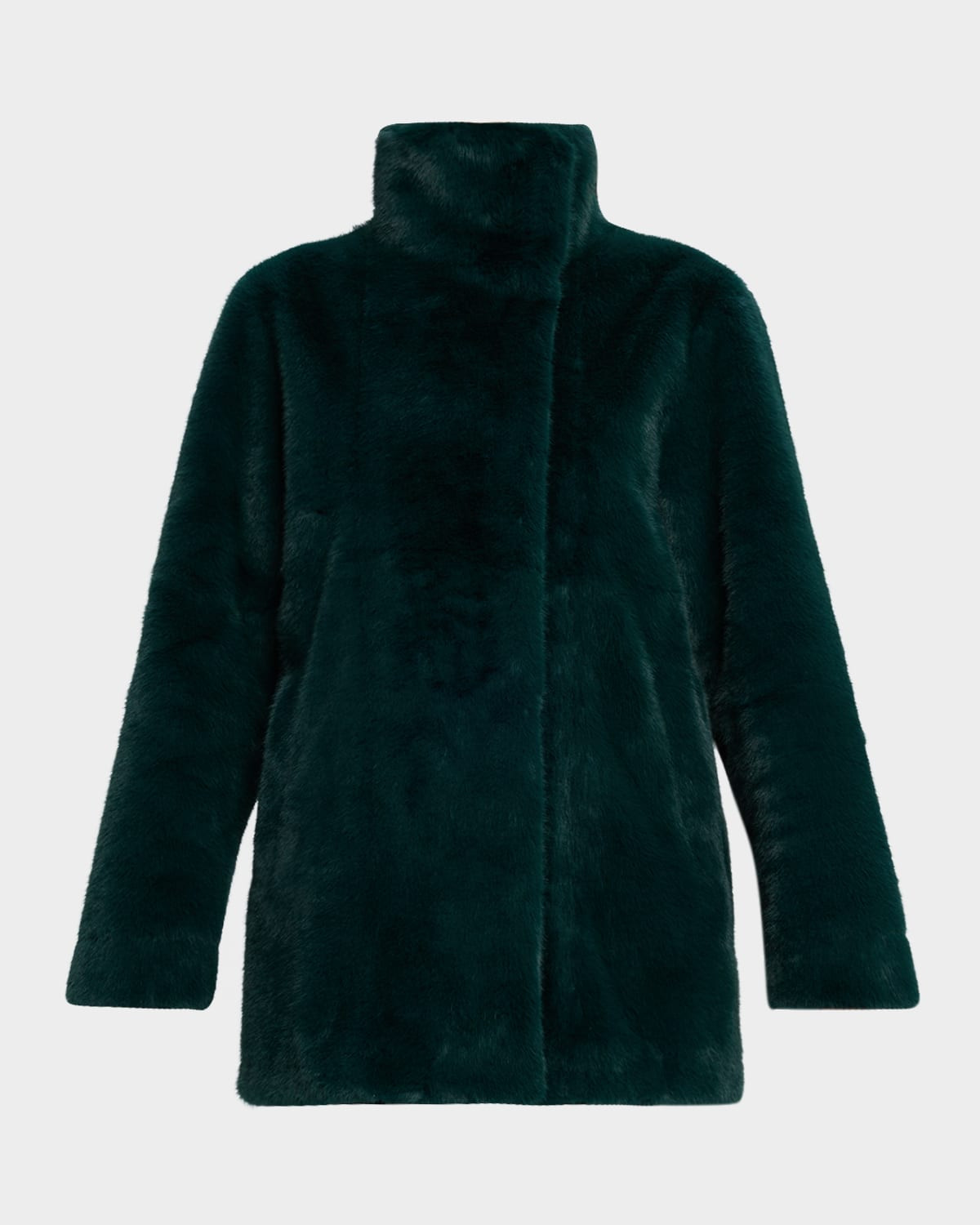 Jenny Stand-Collar Faux Fur Coat | Neiman Marcus