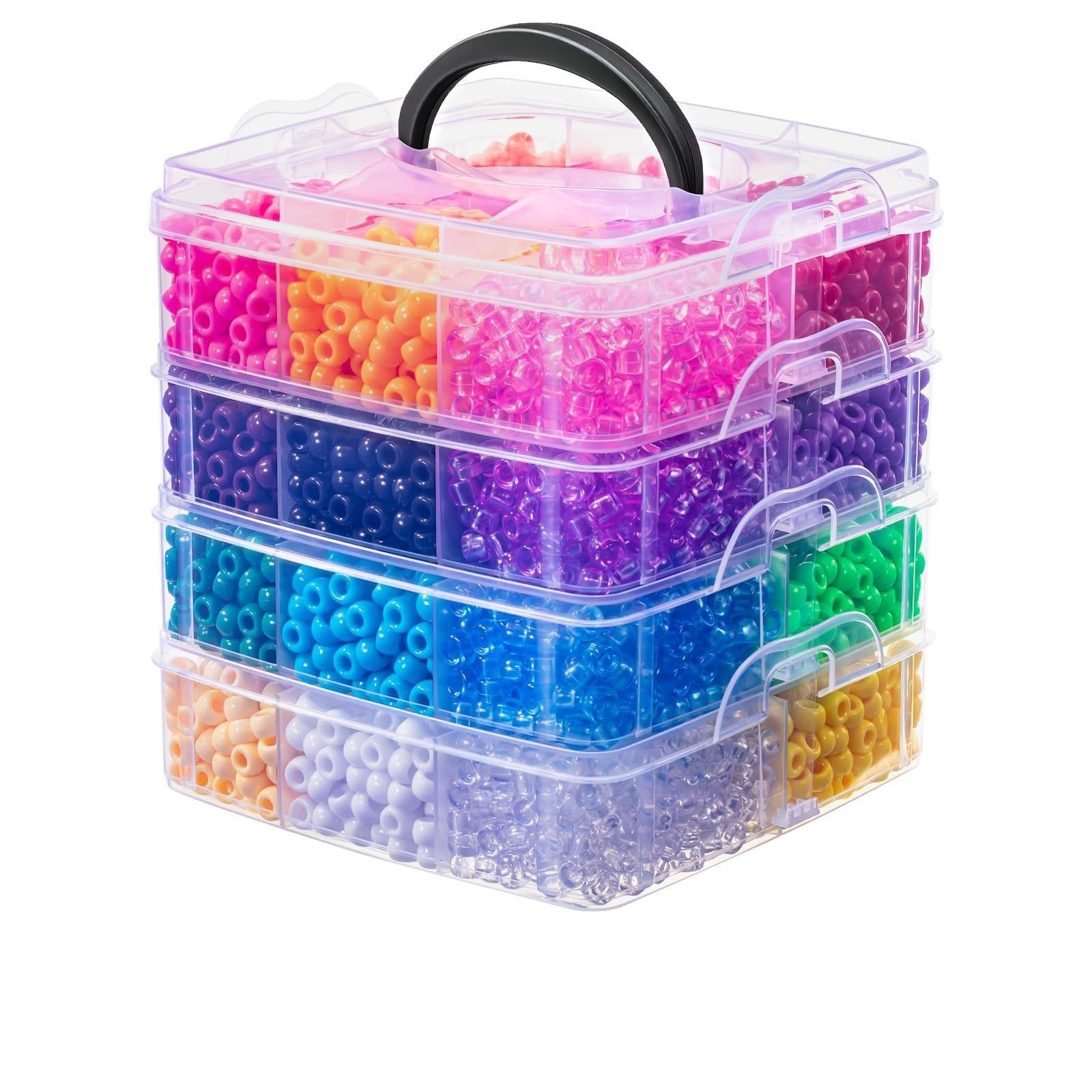 Simetufy 4200Pcs Pony Beads, 24 Colors Kandi Beads Bulk for Bracelets Making Hair Braiding Kandi ... | Amazon (US)