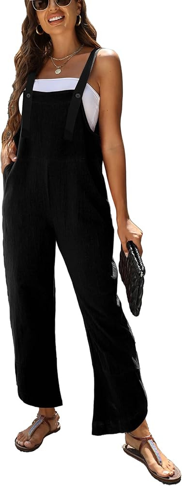 AMEBELLE Women's Sleeveless Cotton Linen Overalls Rompers Baggy Wide Leg Jumpsuits | Amazon (US)