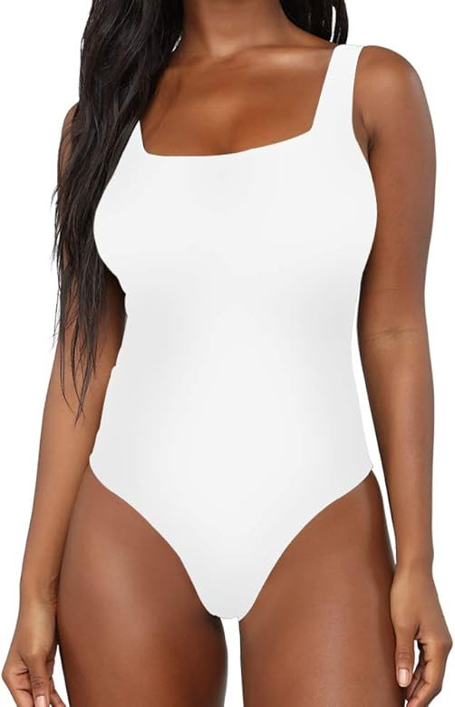 Women's Scoop Neck Bodysuits Sleeveless Tank Top Jumpsuits | Amazon (US)