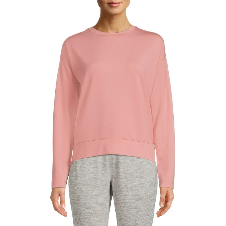 Avia Women's Long Sleeve Drop Shoulder Soft French Terry Cloth Tee | Walmart (US)