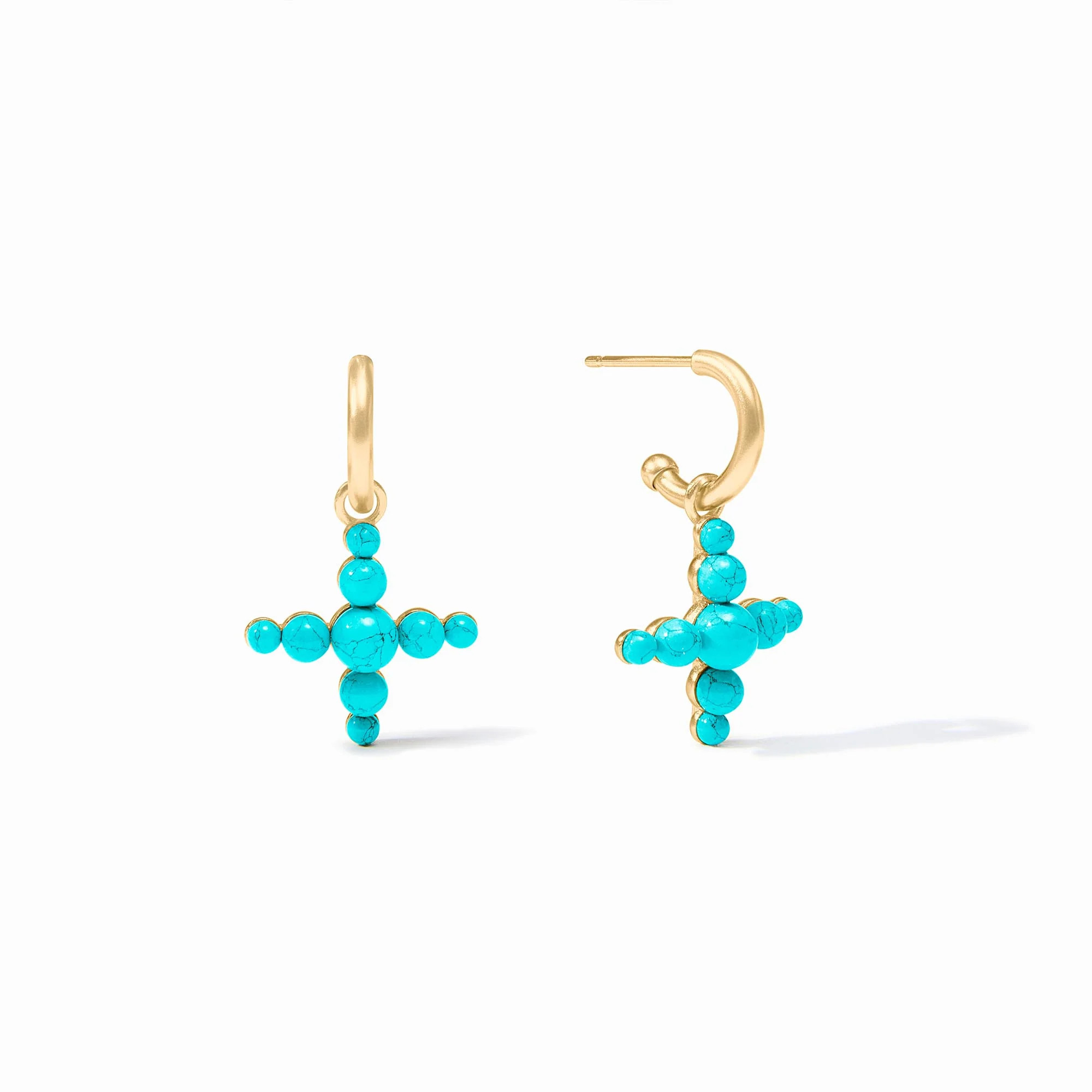 Gumdrop Cross Hoop & Charm Earring - Turquoise Blue | Julie Vos