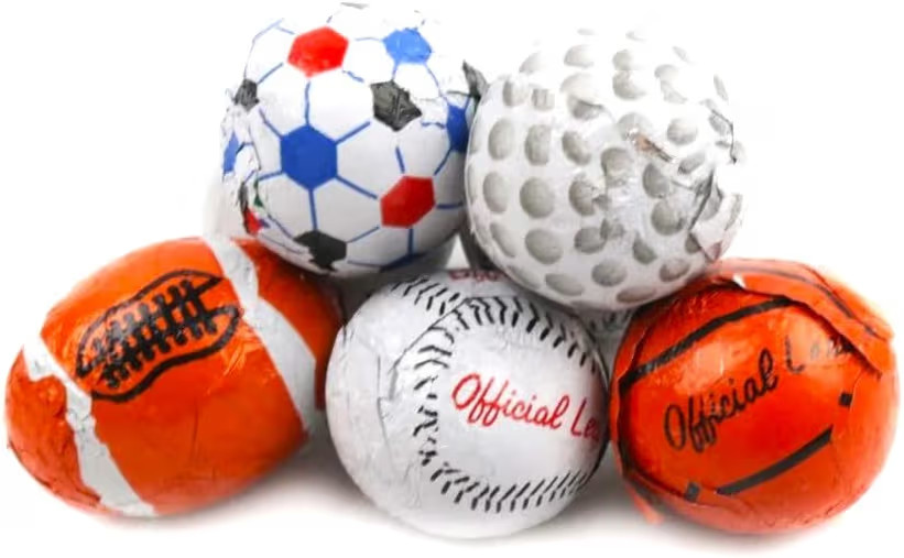 Sports Balls Premium Solid Milk Chocolate Balls - Golf Balls, Baseballs, Basketballs, Footballs, ... | Amazon (US)