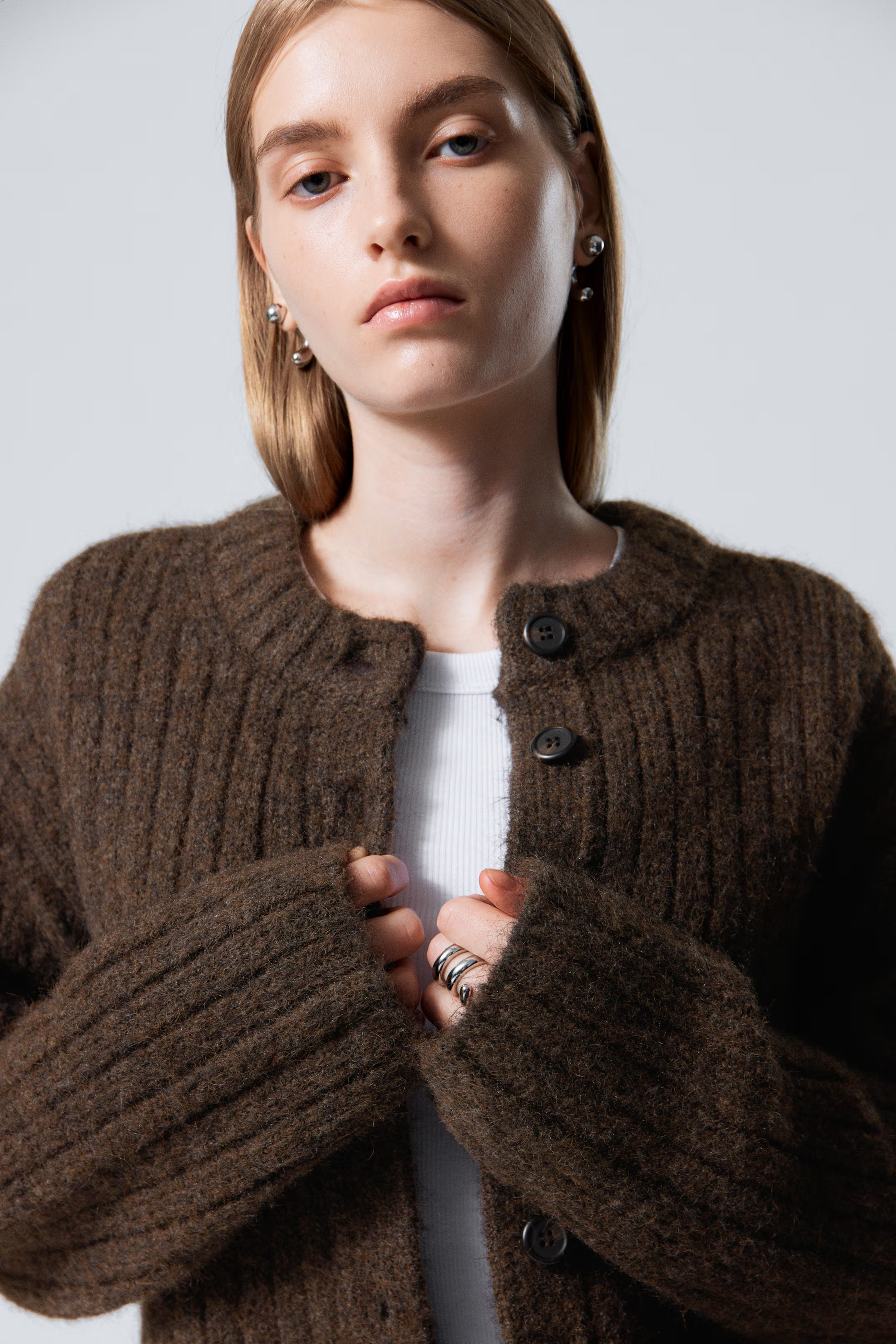 Loose Knitted Cardigan - Dark Khaki Green - Ladies | H&M GB | H&M (UK, MY, IN, SG, PH, TW, HK)