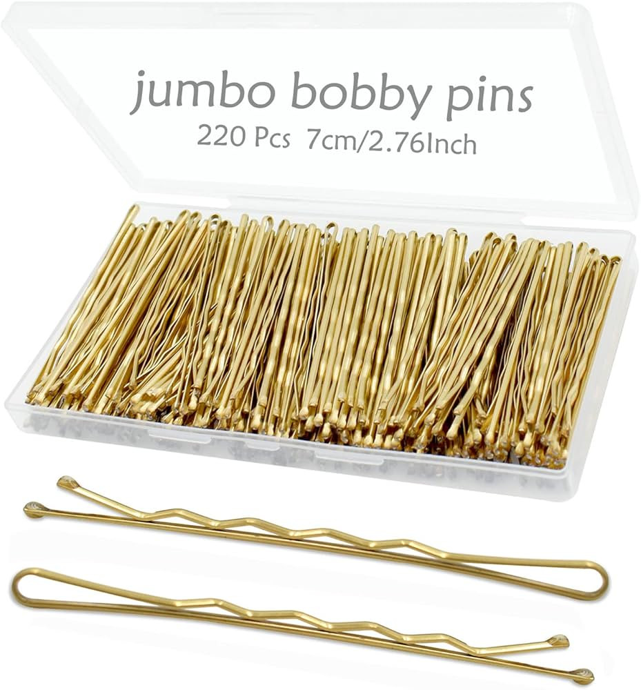 Jumbo Hair Pins for Women: 220pcs 2.76 Inch Large Blonde Bobby Pins, Long Gold Hair Pins with Box... | Amazon (US)