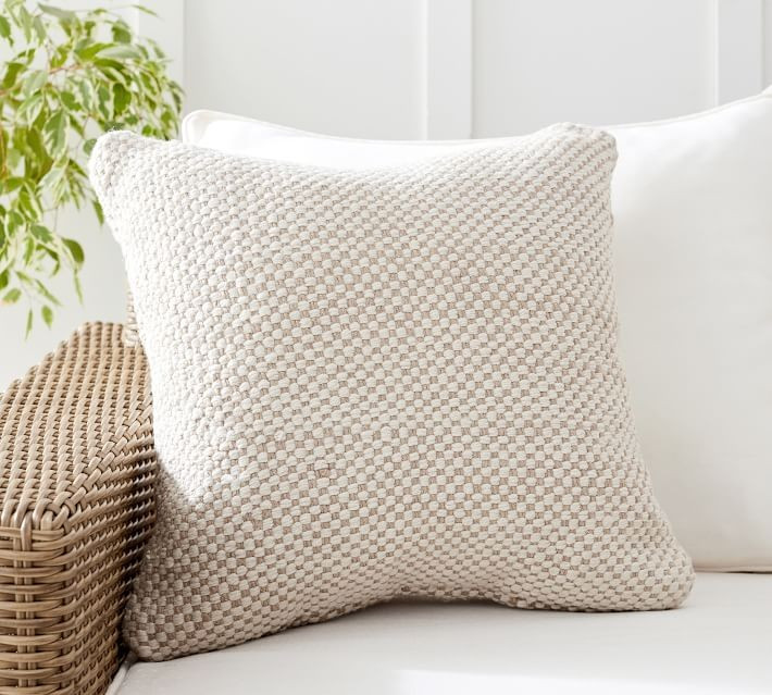 Laverna Eco-Friendly Indoor/Outdoor Pillow , 20 x 20", Neutral Multi | Pottery Barn (US)