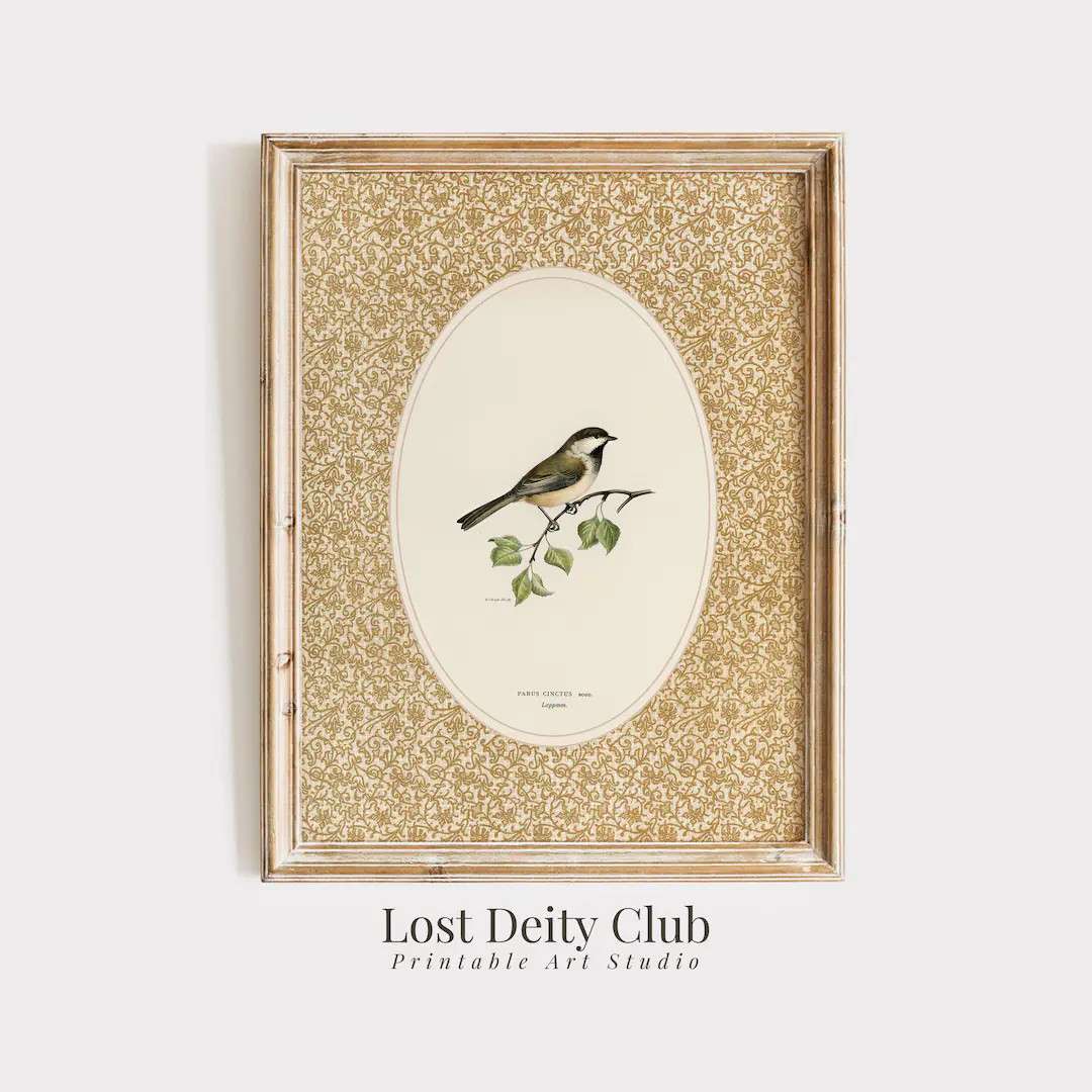 Neutral Cottagecore Wall Art PRINTABLE Vintage Bird Print, Downloadable Country Farmhouse Art for... | Etsy (US)