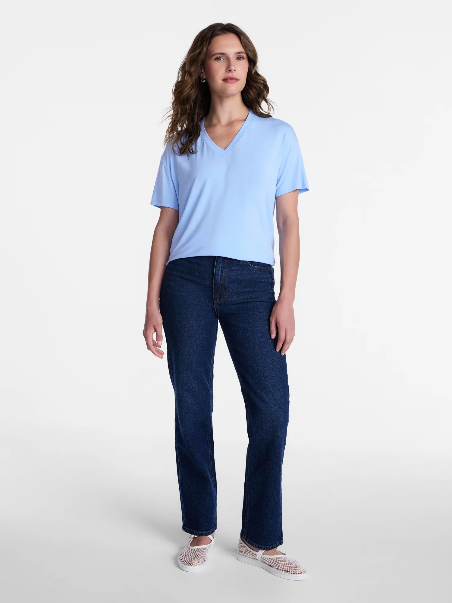 Time and Tru Women's High Rise Straight Leg Jeans, 30" Inseam Regular, Sizes 0-20, 10S-16S | Walmart (US)