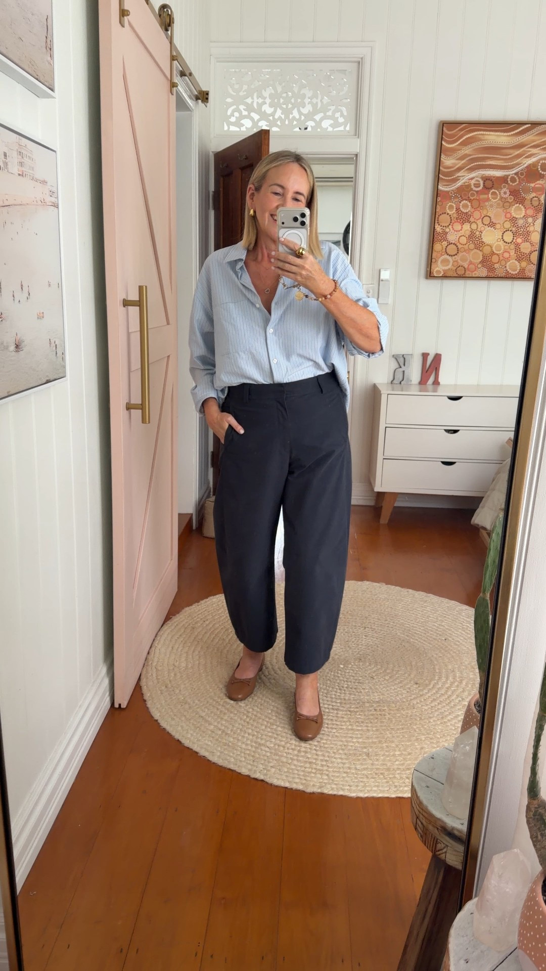 Wearing L in shirt and pants. I had pants altered to 66cm inside leg length 

Shoes: FRANKIE4 Trinity ballet flats

#LTKaustralia #LTKover50style #LTKworkwear